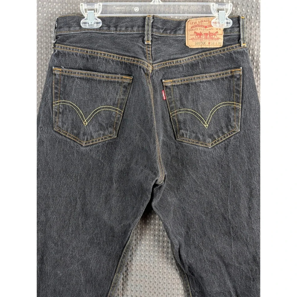 Levis 501XX Button Fly Jeans Mens 33x32 Faded Black Straight Fit Made in Mexico